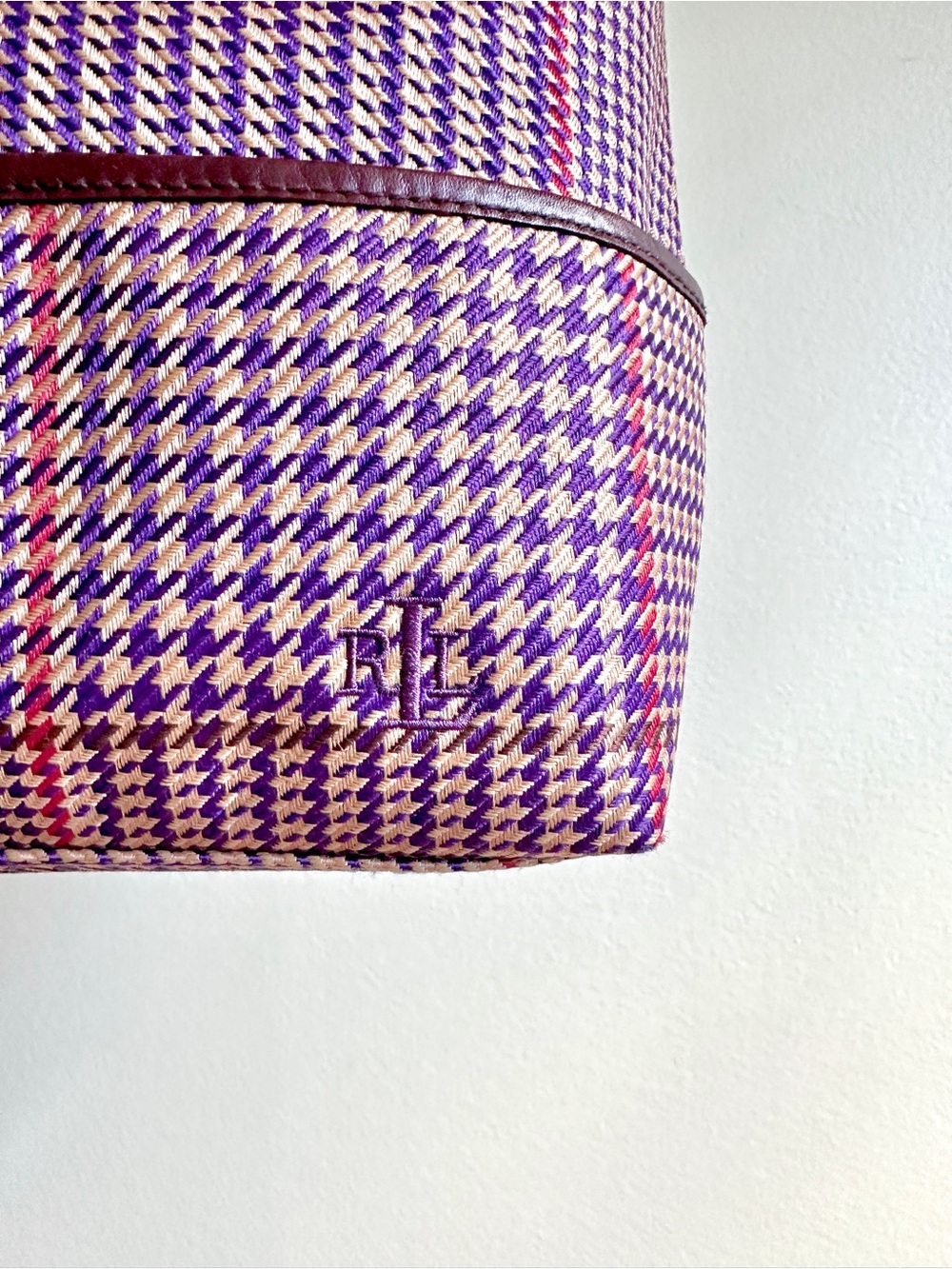 Ralph Lauren Purple and Brown Plaid Mini Bag with Charm - Picture 2 of 12